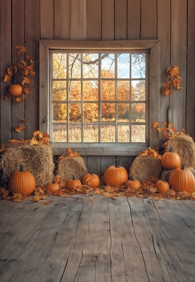 Амбар с тыквами №3 - фон неопреновый