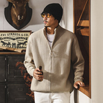 Американский ретро кардиган плотная вязка,для мужчин весной и осенью, новый стиль, трикотажная куртка с воротником-стойкой для мужчин осенью и зимой