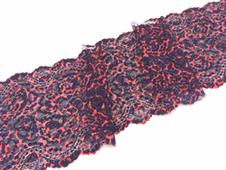 Эластичное кружево, ОПТ, 17 см, леопардовый принт, темно-синий, черный и арбузный (Арт: EK-2664), м