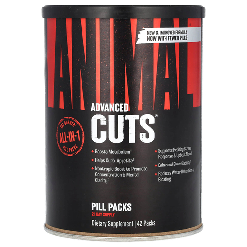 Animal, Advanced Cuts, добавка для сжигания жира, пакетики с таблетками, 42 пакетика