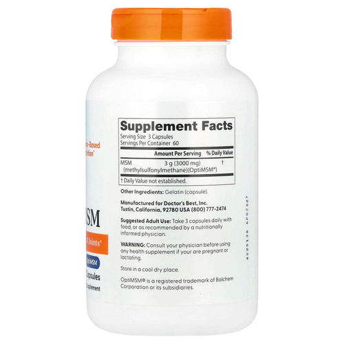 Doctor's Best, МСМ, 180 капсул (1000 мг в каждой капсуле)