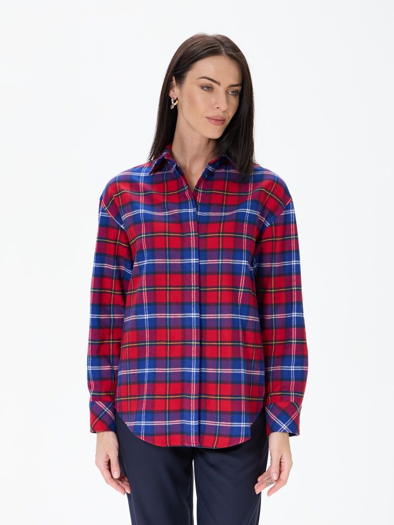 Рубашка Хельсинки красно-синяя клетка фланель