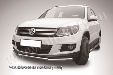 Защита переднего бампера (нержавейка) Volkswagen Tiguan (2011-2016) d57+d42