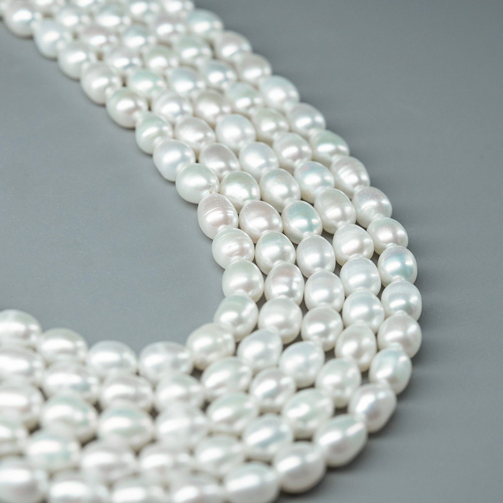 Жемчуг культивированный овальный A Grade, белый, 5*6-6,5мм