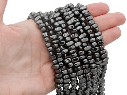 Нить гематитовых бусин, галтовка 8,5мм