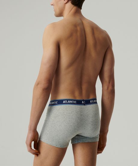 Трусы мужские боксеры (3шт), Atlantic 3MH-214, хлопок, темно-синий + коралловый + серый меланж