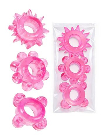Комплект из 3 розовых эрекционных колец (Цвет: розовый)
