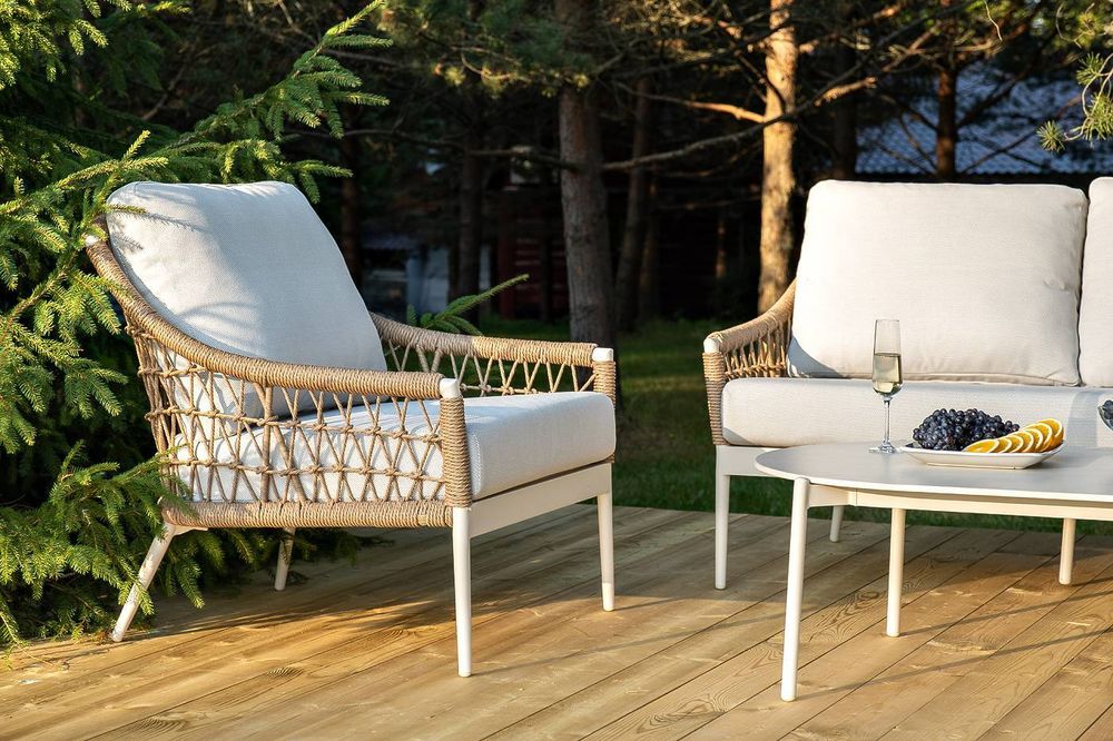 "Венеция" лаунж-зона из искусственного ротанга, цвет соломенный