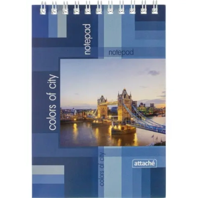 Блокнот Attache Colors of city А6 40 листов синий в клетку на спирали