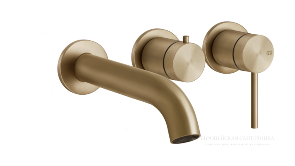 Смеситель для ванны Gessi 316, встраиваемый, на 2 выхода, излив, переключатель, цвет Warm Bronze Brushed PVD