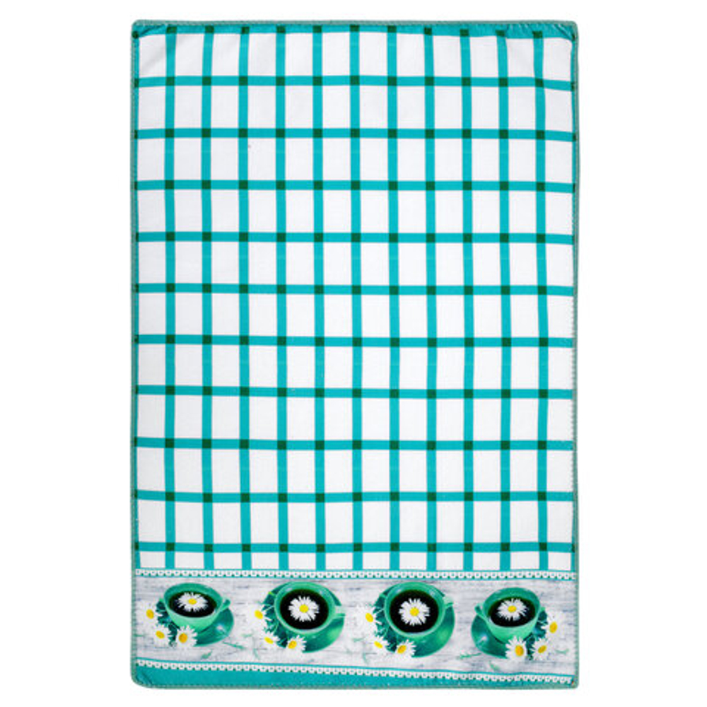 Салфетка из МИКРОФИБРЫ универсальная, 40х60 см, бирюзовая клетка, орнамент, 240 г/м2, BOOMHOUSE (БУМХАУС), 700879