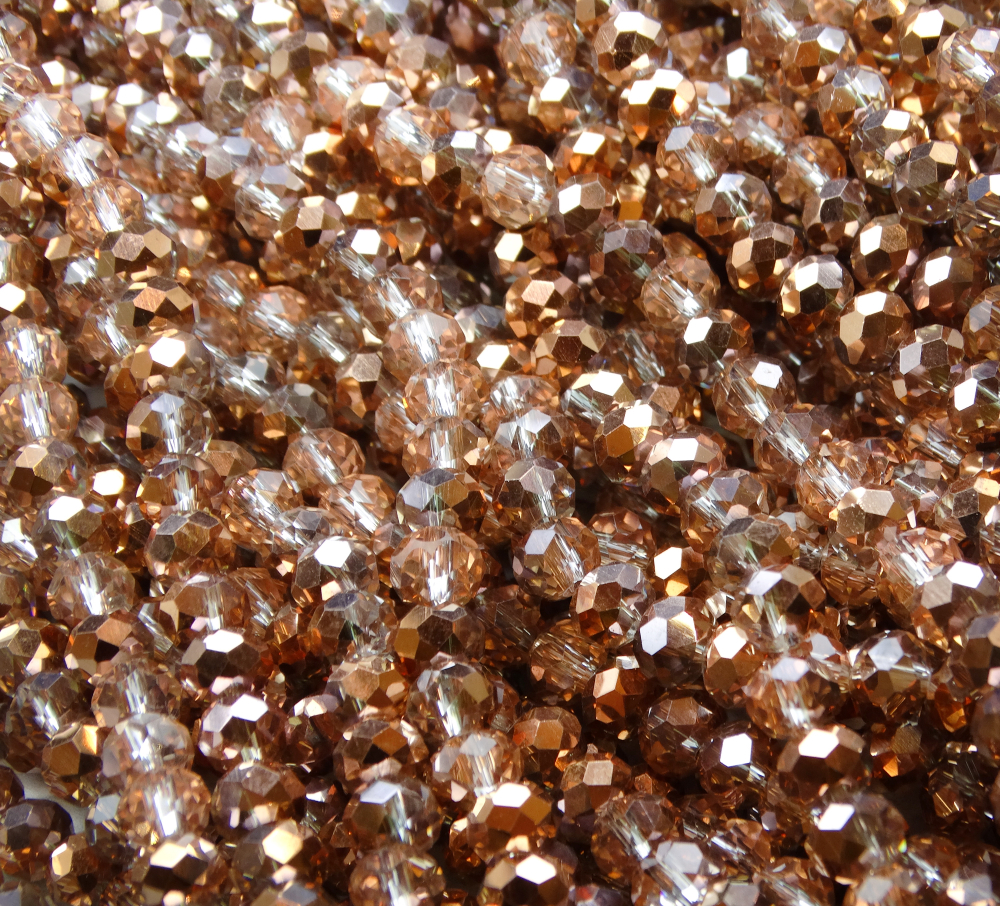 БП042ДН46 Хрустальные бусины "рондель", цвет: белый с коричневым AB, 4х6 мм, кол-во: 58-60 шт.