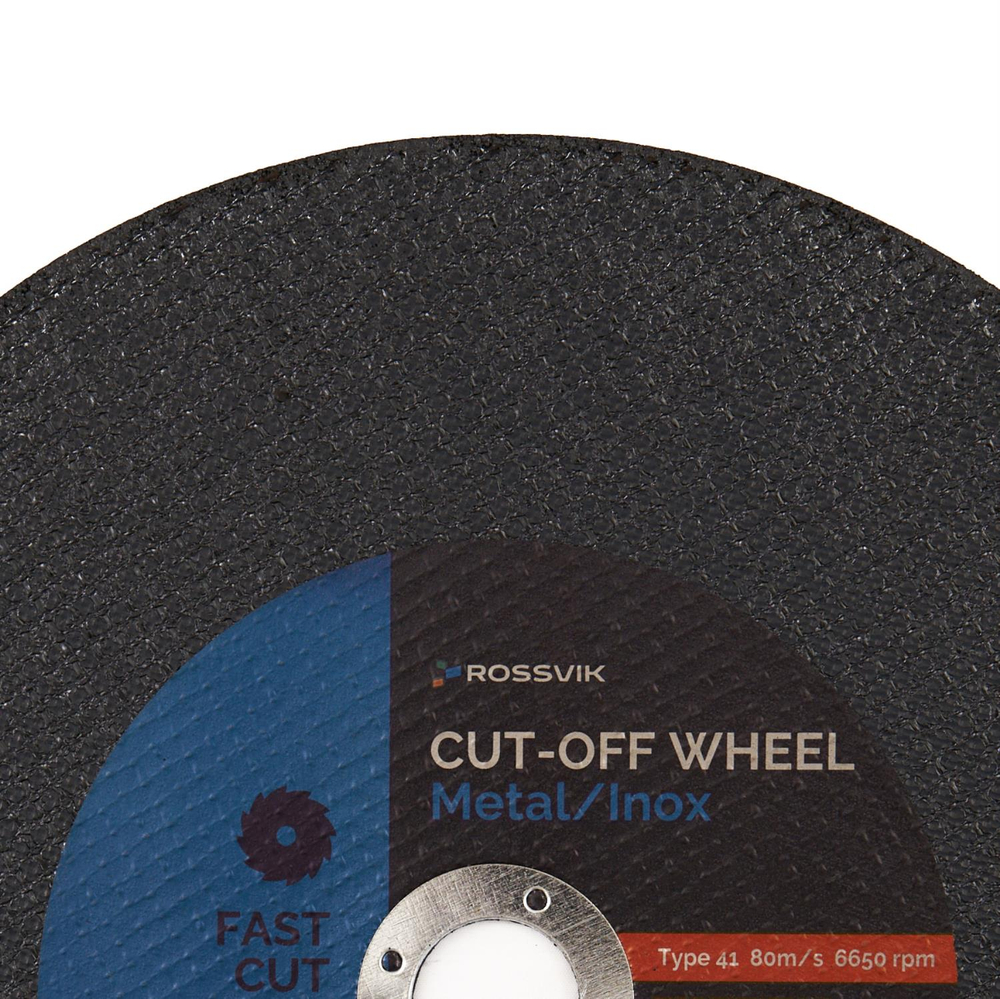 Круг отрезной по металлу ROSSVIK 230*3,0*22мм. Тип 41, 80м/с, 6650об/мин