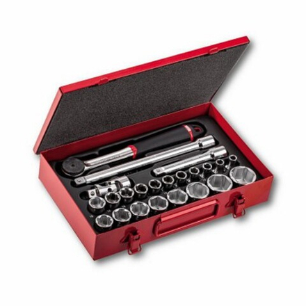 612 1/2 EA Набор головок и принадлежностей 1/2" в металлическом кейсе (23 предмета), USAG (Италия)