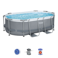 Каркасный овальный бассейн Bestway 305х200х84 см + фильтр-насос 1249 л/ч (5614A BW)