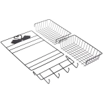 Органайзер металлический подвесной универсальный «ФАНАДЕРО», цвет черный, две полки, с крючками, 25*13*48см (лейбл)