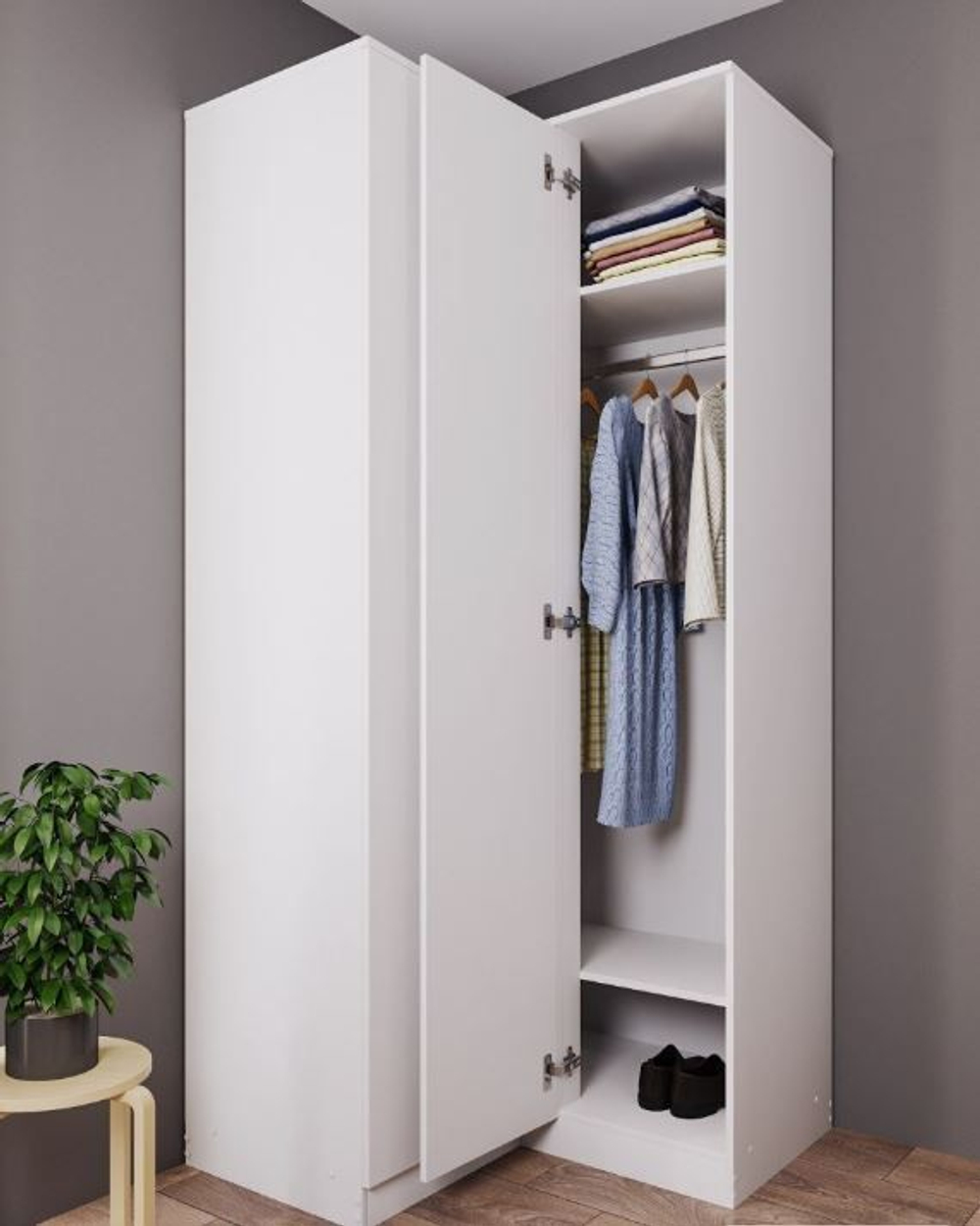 МОРИ МШУ 940 Шкаф угловой (ш943/943*г478*в2100мм), ЛДСП графит