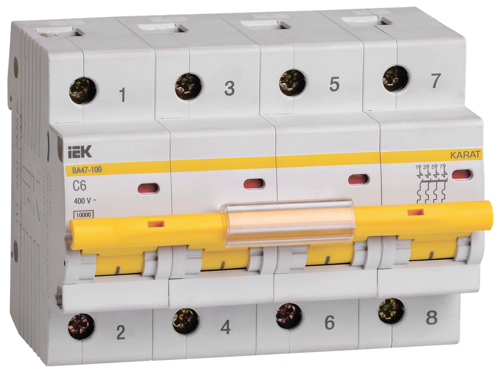 KARAT Автоматический выключатель ВА47-100 4P C 6А 10кА IEK