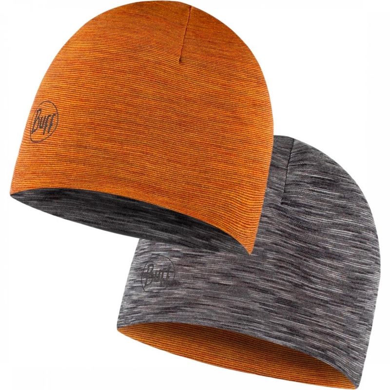 Тонкая шерстяная шапка детская Buff Hat Wool Iightweight Reversible Bronze-Grey Multistripes Фото 1
