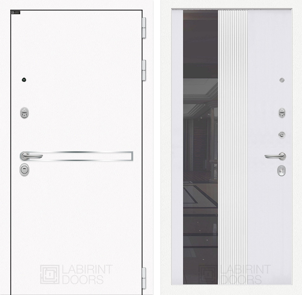 Дверь Входная Лабиринт Лайн WHITE 32 Белый софт рельеф
