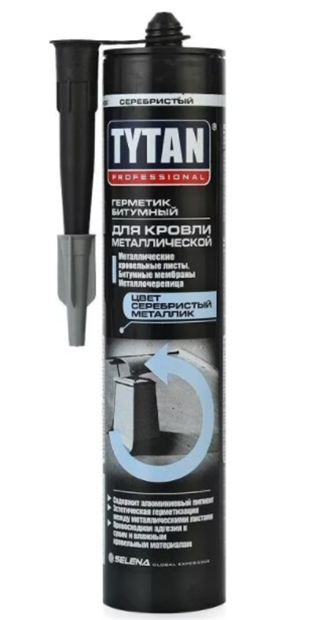 Герметик битум. 310 мл серебряный для металл.кровли Tytan
