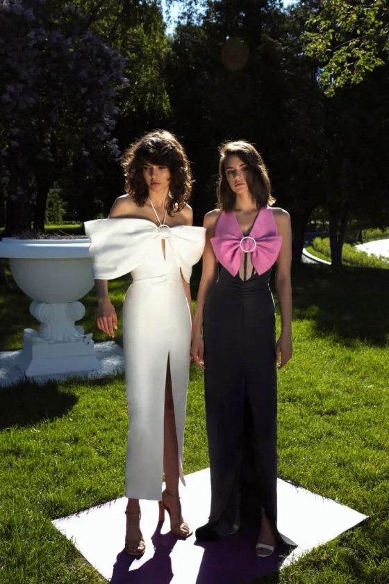 Платье макси корсетное из льна и кружева с бантом и пряжкой