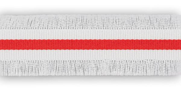Тесьма отделочная с бахромой 28 мм, 10 м, 01 белый/красный, Gamma DTB-28G