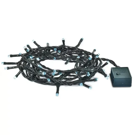 Светодиодная нить 200 холодных белых LED ламп, 20 м., 220В, 8 режимов, зеленый провод, Vegas (55069)