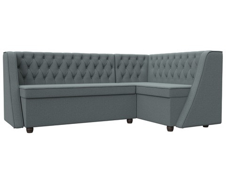 Диван кухонный угловой Лофт правый угол, Амур 07 серый, Рогожка, 125893