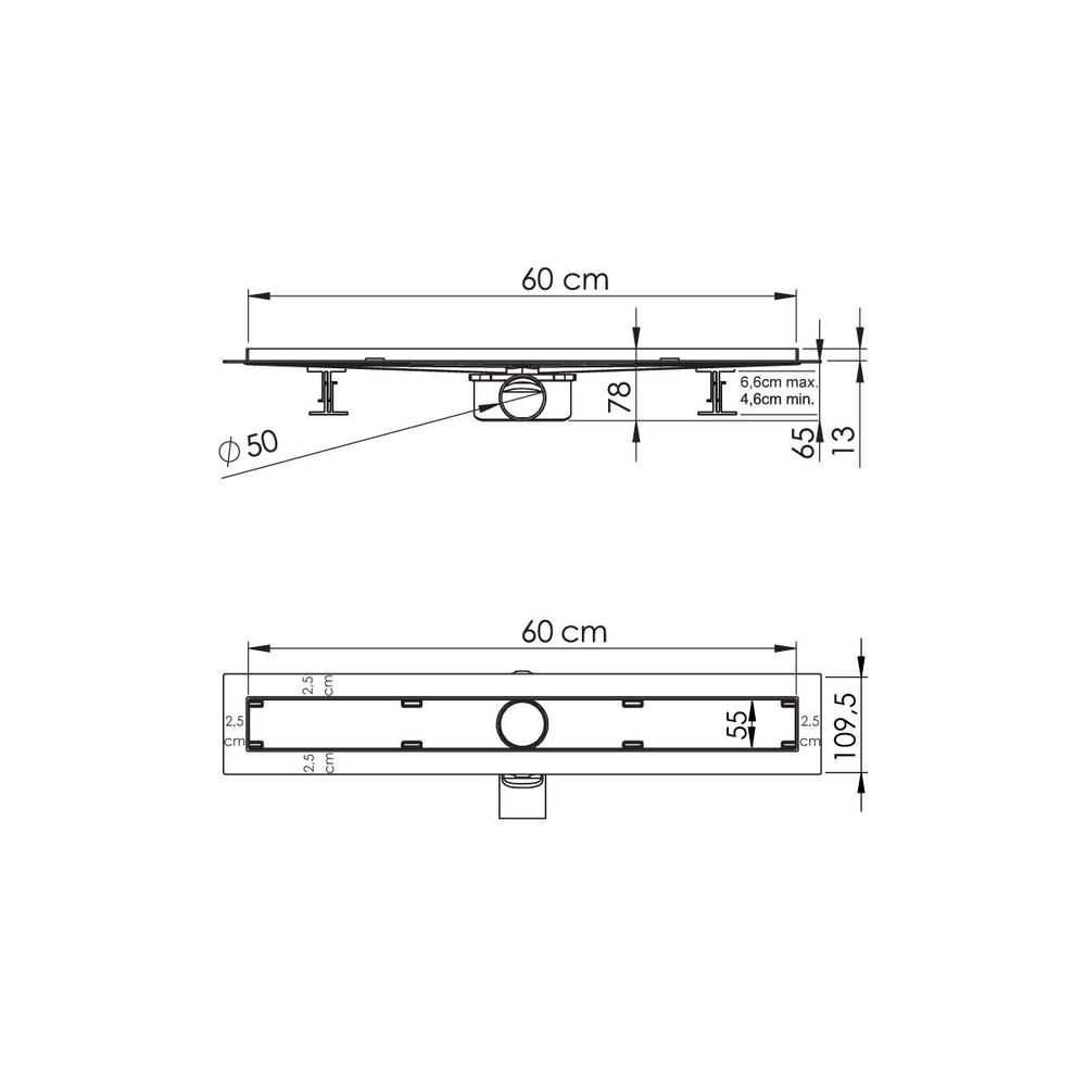Душевой лоток Vincea SAY ALMIRA JASMIN 605.60.P.PITI, 60 см, хром