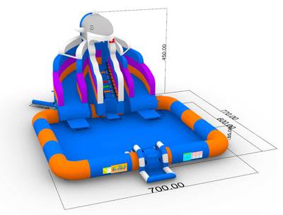 Надувной наземный аквапарк «Акула», 8*7*4,5 м