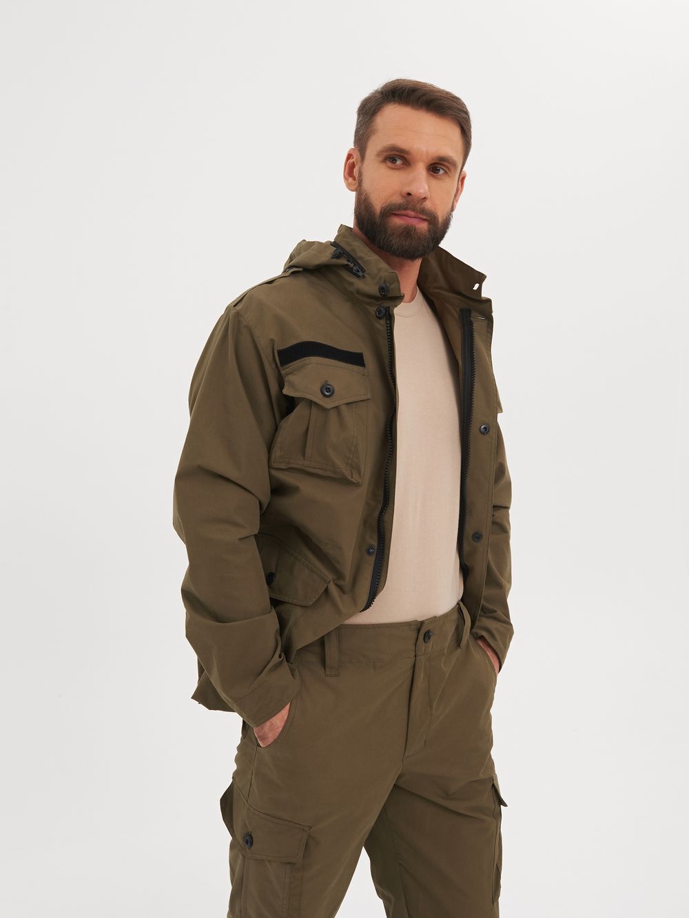 Костюм летний Крафт ткань Ravena Peach Wash цвет Олива