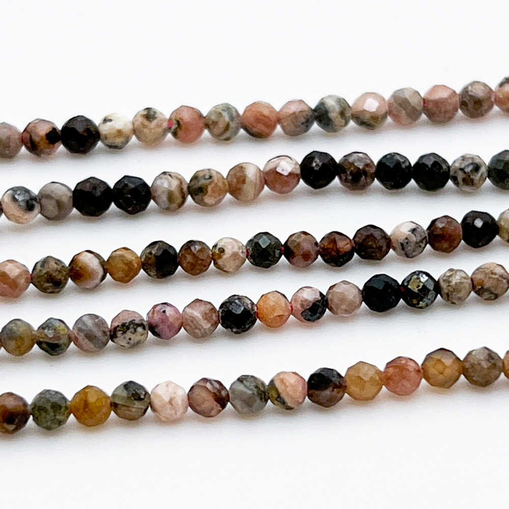 Родонит+родохрозит граненый, размер 3-3,2 мм, цена за нить 120 шт (около 38 см)