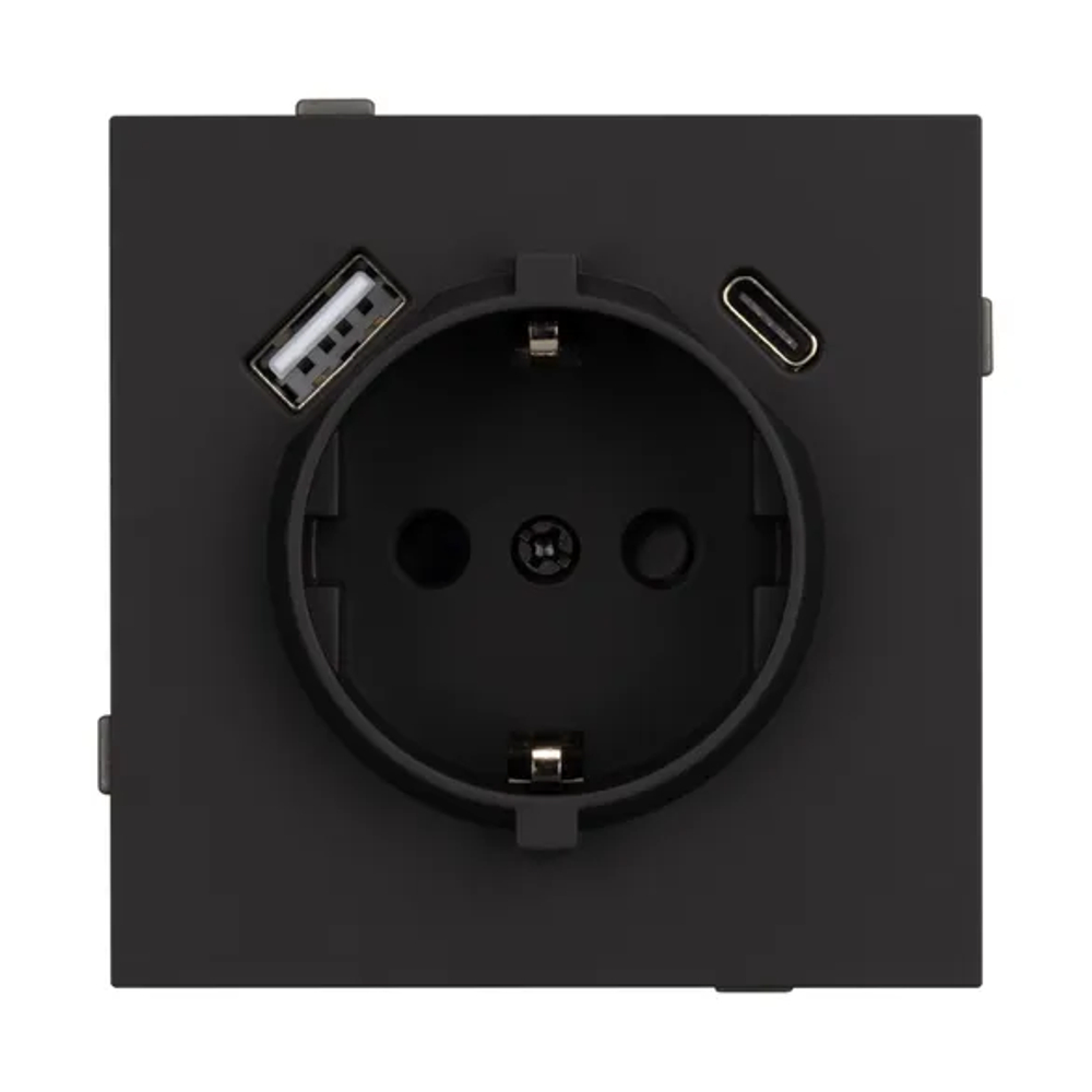 Механизм розетки с USB зарядкой SCT-TENDO-MUAC-SFPL-BK (230V, 16A) (Arlight, -) 054607