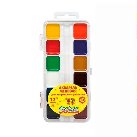 Краски акварельные 12цв. Каляка-Маляка, без кисточки, пластиковая коробка, АМККМ12Е