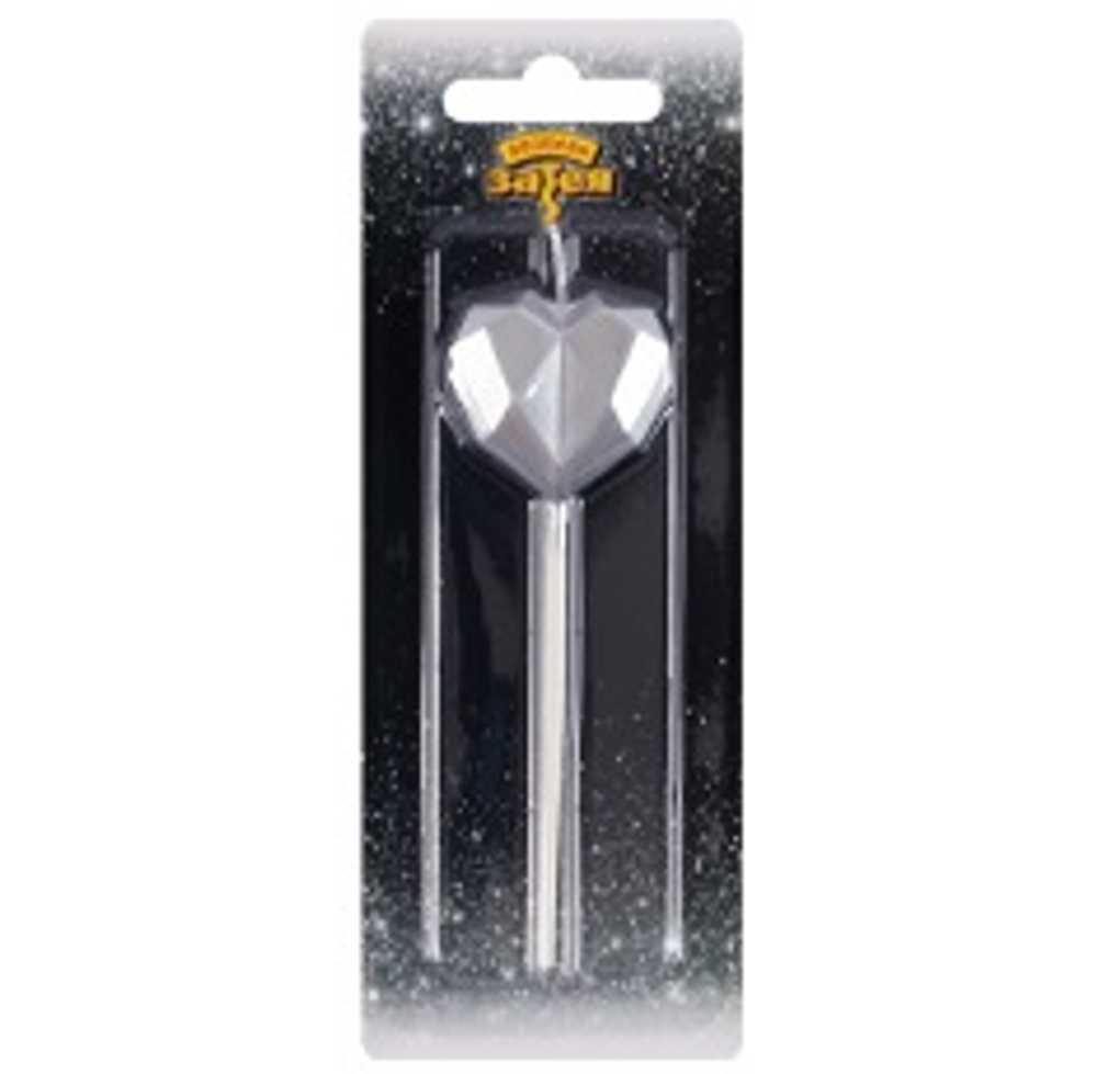 Свеча Сердце Диамант серебряное 3,5см