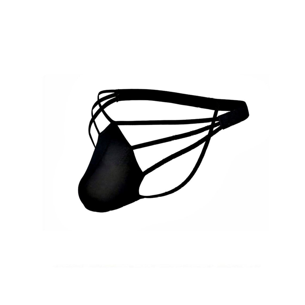 Черные сексуальные трусы-стринги на тонких бретелях (Размер: M) (Цвет: черный)