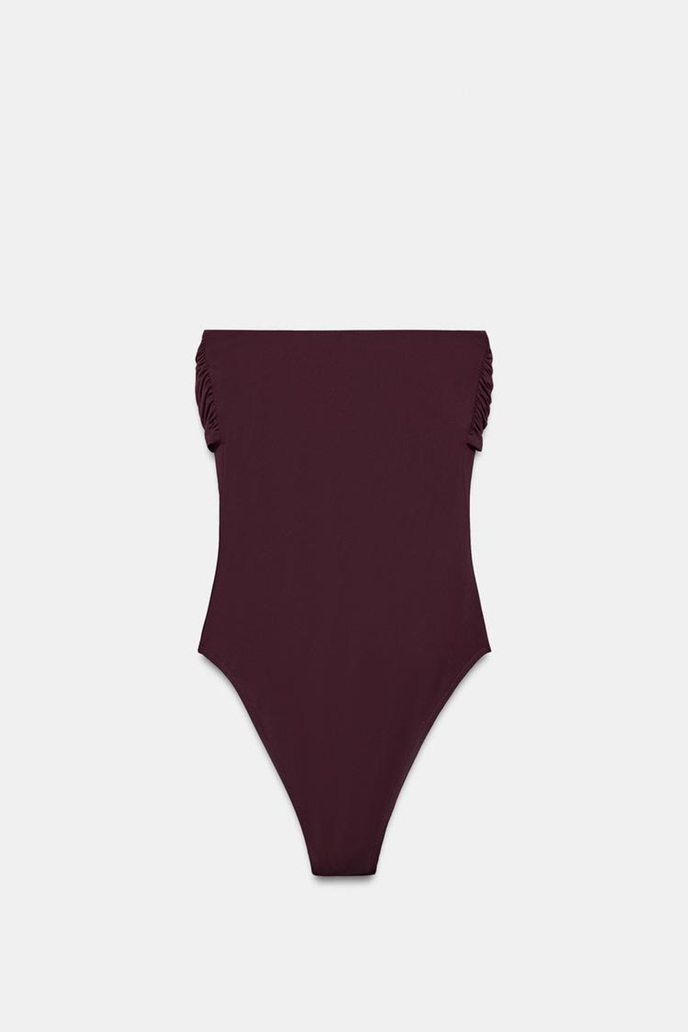 ZARA КУПАЛЬНИК БАНДО С МЕТАЛЛИЧЕСКОЙ ДЕТАЛЬЮ, КОРИЧНЕВЫЙ