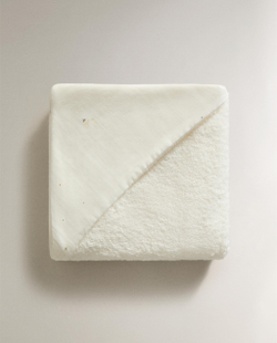 Zara Home Детское полотенце с капюшоном из хлопка, экрю, 80x80 см · 5673/423