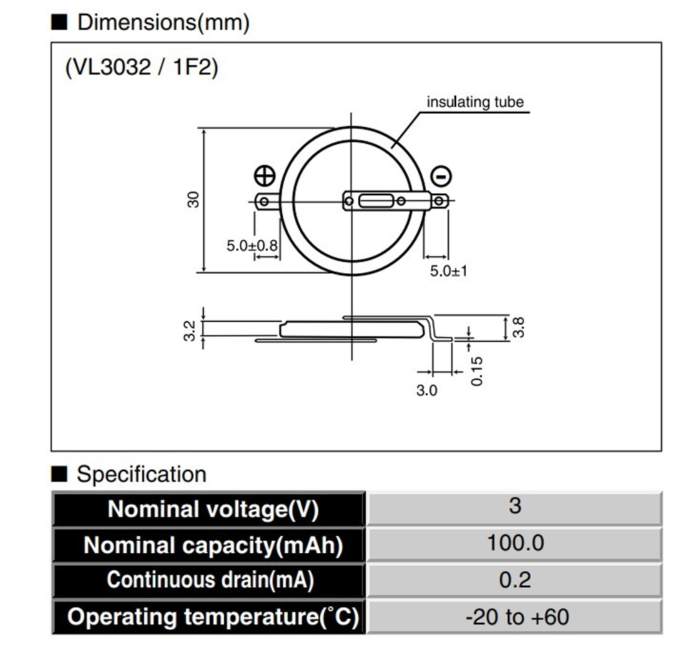 Аккумулятор VL3032-1F2 Panasonic