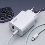 Сетевое зарядное устройство USB-A + USB-C, 30Вт, 3А, белый