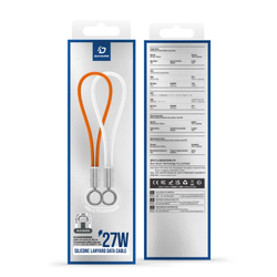 Кабель со съемным ремешком, разъемом USB-C на Lightning, быстрая зарядка 27W, длина 30см, оранжевый цвет, серия LCBA Series от Dux Ducis