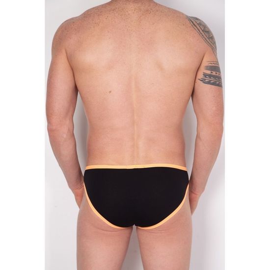 Мужские трусы брифы черные с белой вставкой и оранжевой резинкой Cosmos Colors PC40_OPW