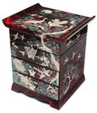 Шкатулка-сундучок Журавли ручной работы красная, Южная Корея 145x130x170мм