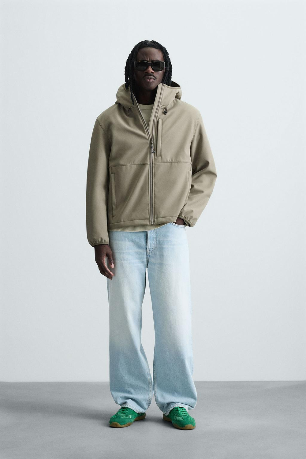 ZARA КУРТКА ИЗ ВЫСОКОТЕХНОЛОГИЧНОЙ ТКАНИ С ФЛИСОВОЙ ОТДЕЛКОЙ, СВЕТЛЫЙ ХАКИ