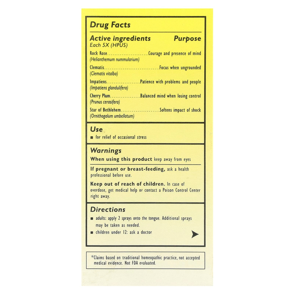 Bach, Original Flower Remedies, спасательный спрей, натуральное средство для снятия стресса, 20 мл (0,7 жидк. унц.)