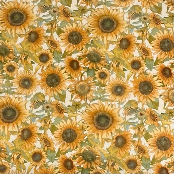 ПОДСОЛНУХИ НА МОЛОЧНОМ ФОНЕ - 100% ХЛОПОК 1