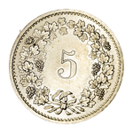 Switzerland, 5 Rappen, 1975 – Libertas Series, AU