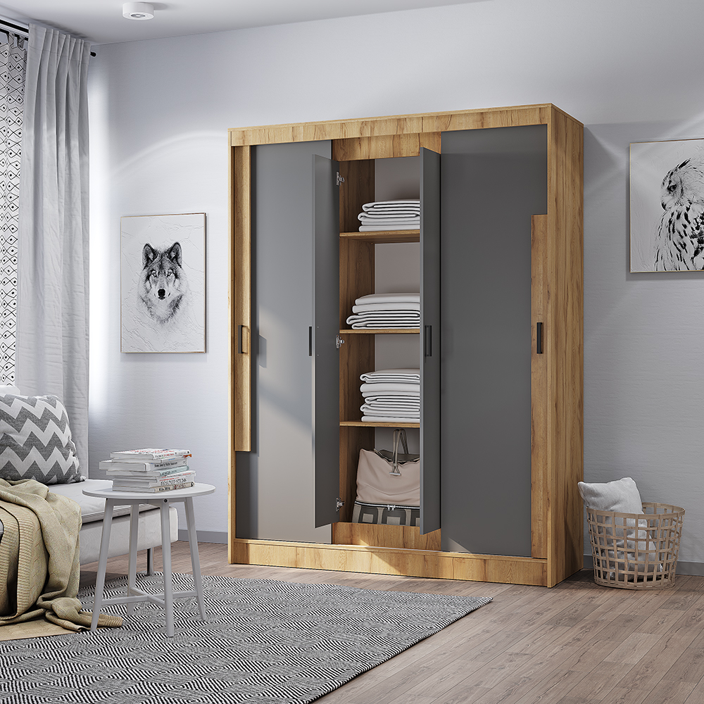 Шкаф-купе Смарт ШКК-06 крафт/графит