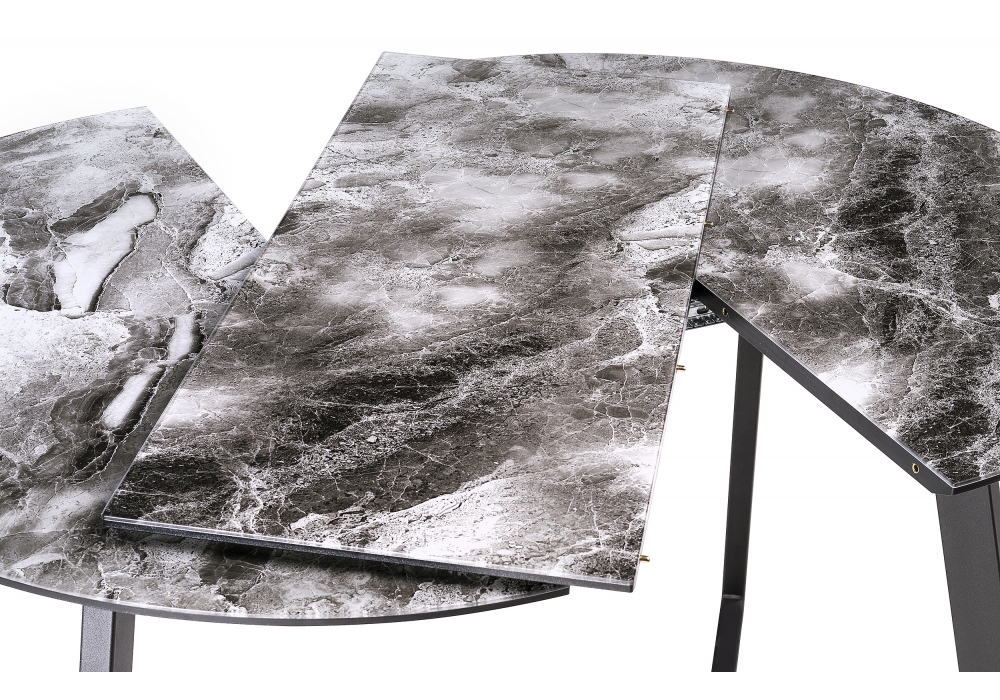 Стол стеклянный Woodville Алингсос мрамор серый, черная шагрень